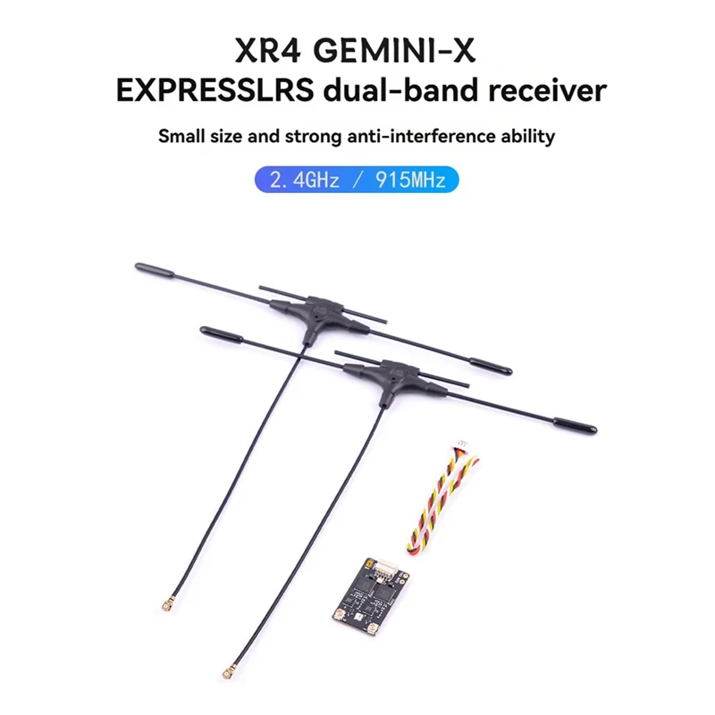 【T07A】R4 Gemini-X Ricevitore ELRS dual band 2.4GHZ/SUB-G 900MHZ RX con antenna tipo T per parti di droni RC FPV - immagine 5
