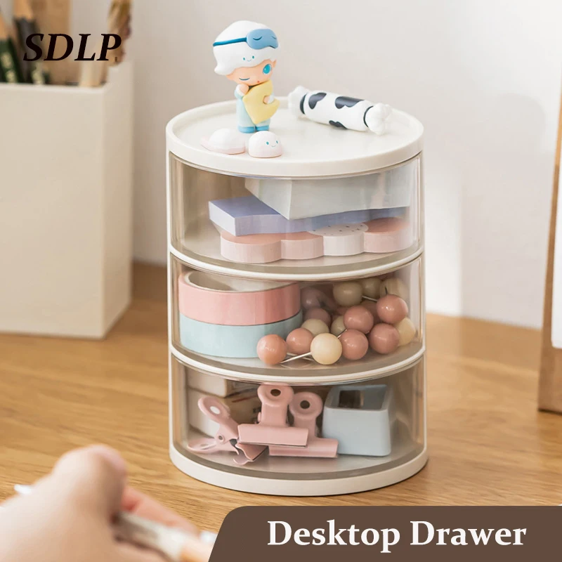 

Creative Small Desktop Stationery Storage Box Sundry Organizer Drawer 3-layer，Mini Office Storage Container