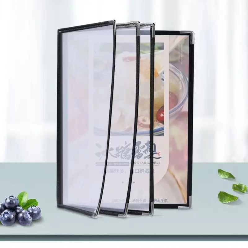 1 Page 2 View Menu Covers 8.5 x 11 Inch Transparent Restaurant  Menu  Folder with Metal Corners Fits A4 Size Paper