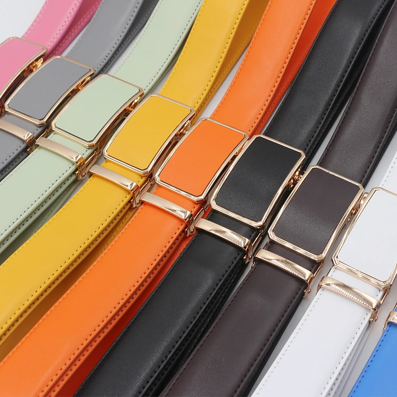 Children's Leather Belt Automatic Buckle 1.18inch wide for Boys girls Colorful genuine leather Ratchet Dress Belt leather belts