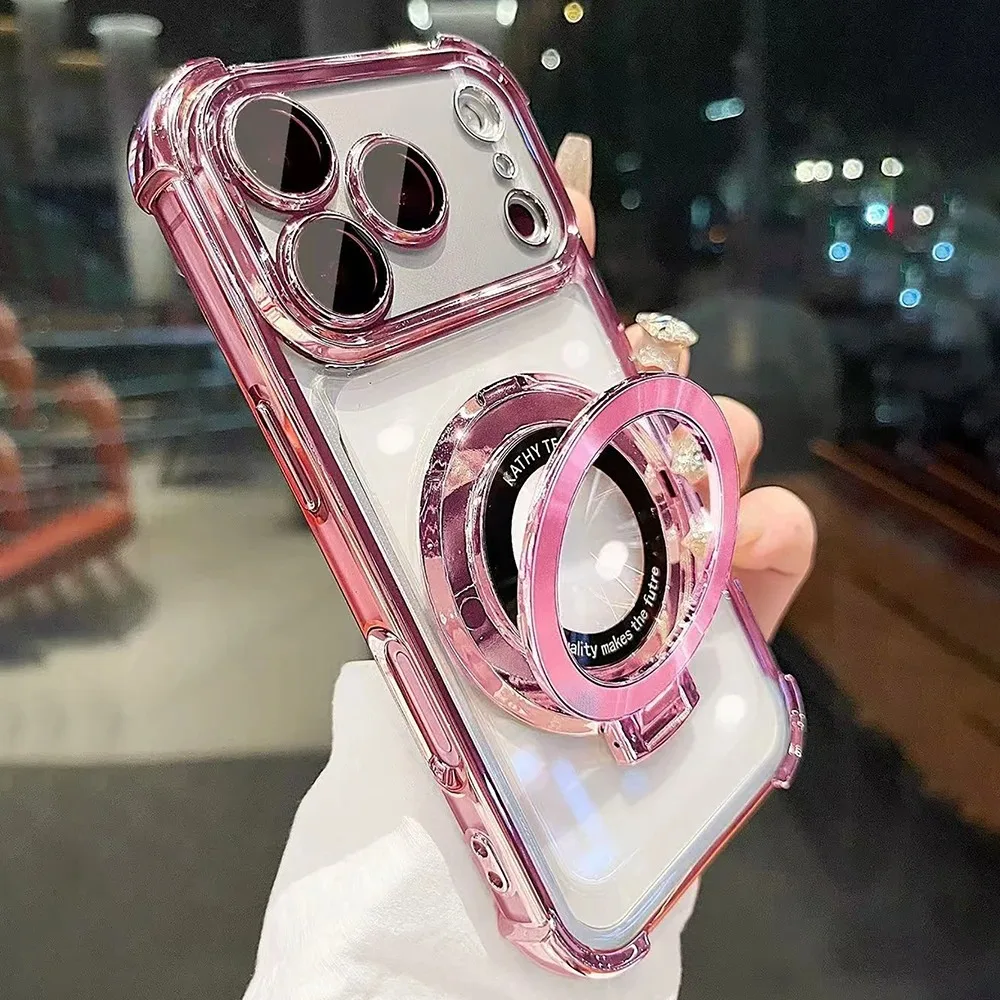 Shockproof Magnetic Bracket Phone Case with Plating Finish