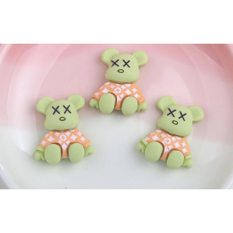 Kawaii Resin Cartoon Bear 10Pcs Cute Cartoon Nail Charms Decoration Luxury Designs DIY Manicure Decoration
