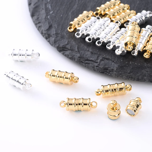 16Pcs Magnetic Jewelry Clasp Cylindrical Magnetic Lock Lobster Clasp  Gold/Silver