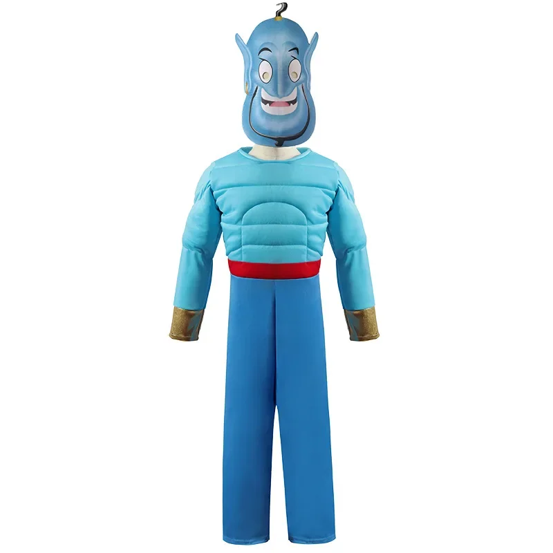 Male Kids Boys Aladdin Prince Cosplay Masquerade Children's Role-playing Prince Costume Blue Indian Arabian Muscle Costume