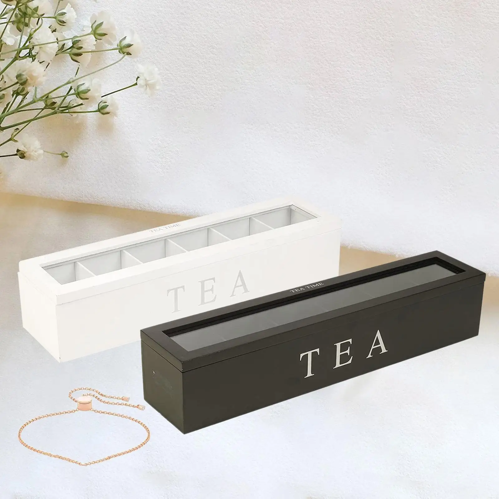 Tea tin box tea canister ceramic storage jar new wooden tea box with lid 6 compartment for kitchen cabinets