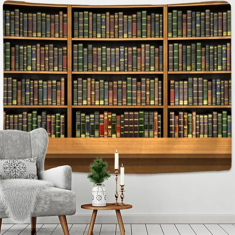 Retro Magic Bookcase Tapestry Mysterious Library Tapestries Wall Hanging Art Throw Tapestries Home Aesthetic Room Decor Mural