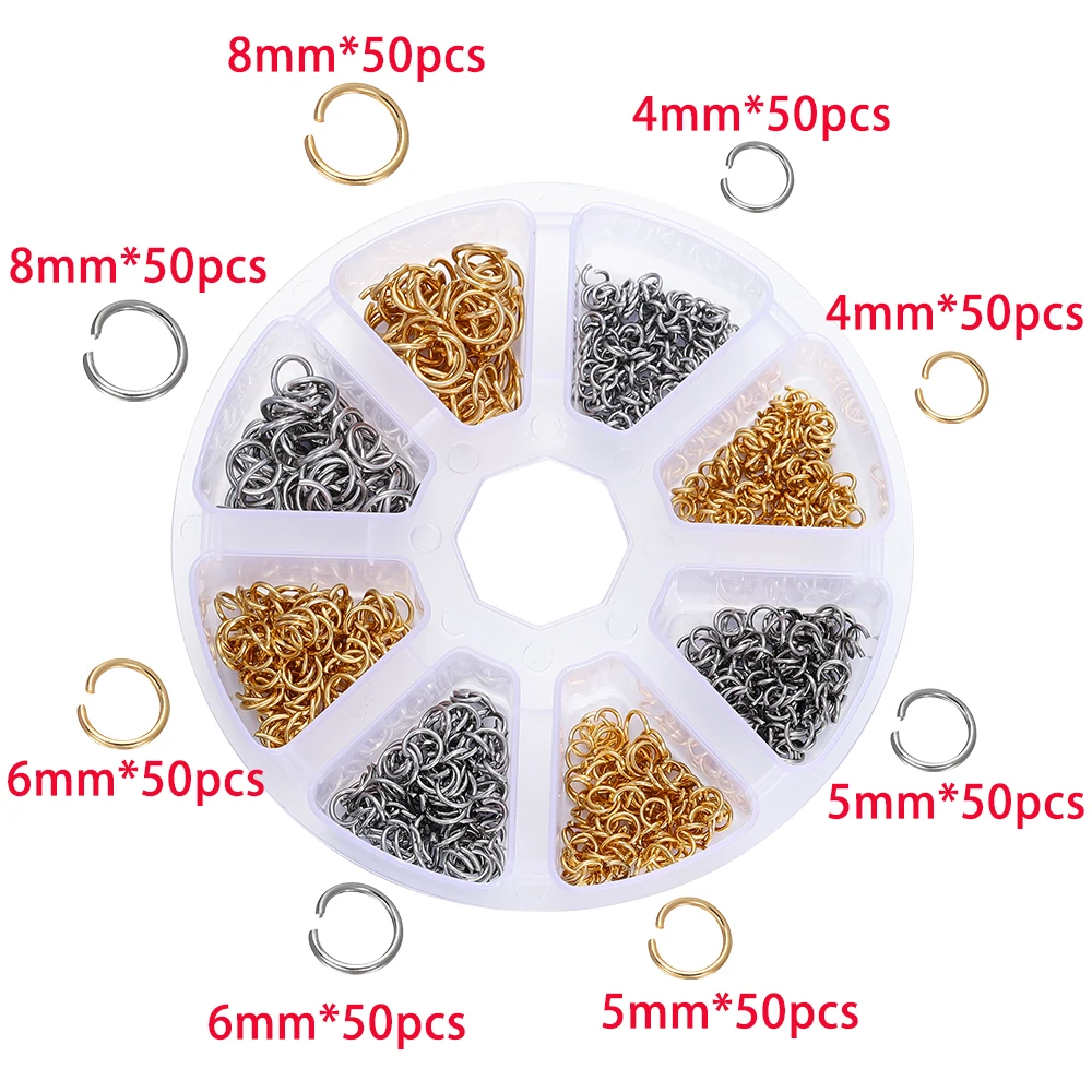Stainless Steel Jewelry Making Kit: Lobster Clasps, Jump Rings, Crimp Beads, and Caps