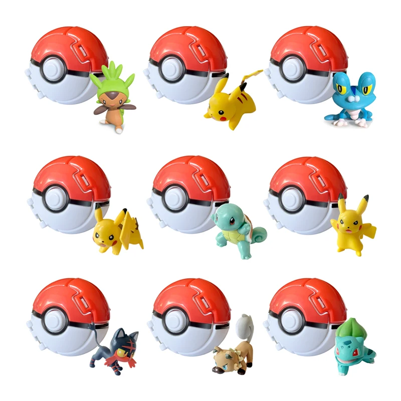 Pokeball Pokemon Figure Toys Psyduck Pikachu Squirtle Pocket Monster Dolls Pokemon Ball Model Gift For Kids