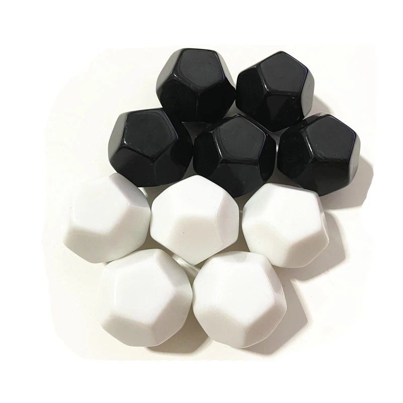 10Pcs Acrylic D12 23mm Blank White Black Color Dice 12-Sided For Board Games Accessories 10pcs double sided pcb white 2x8cm prototype pcb board