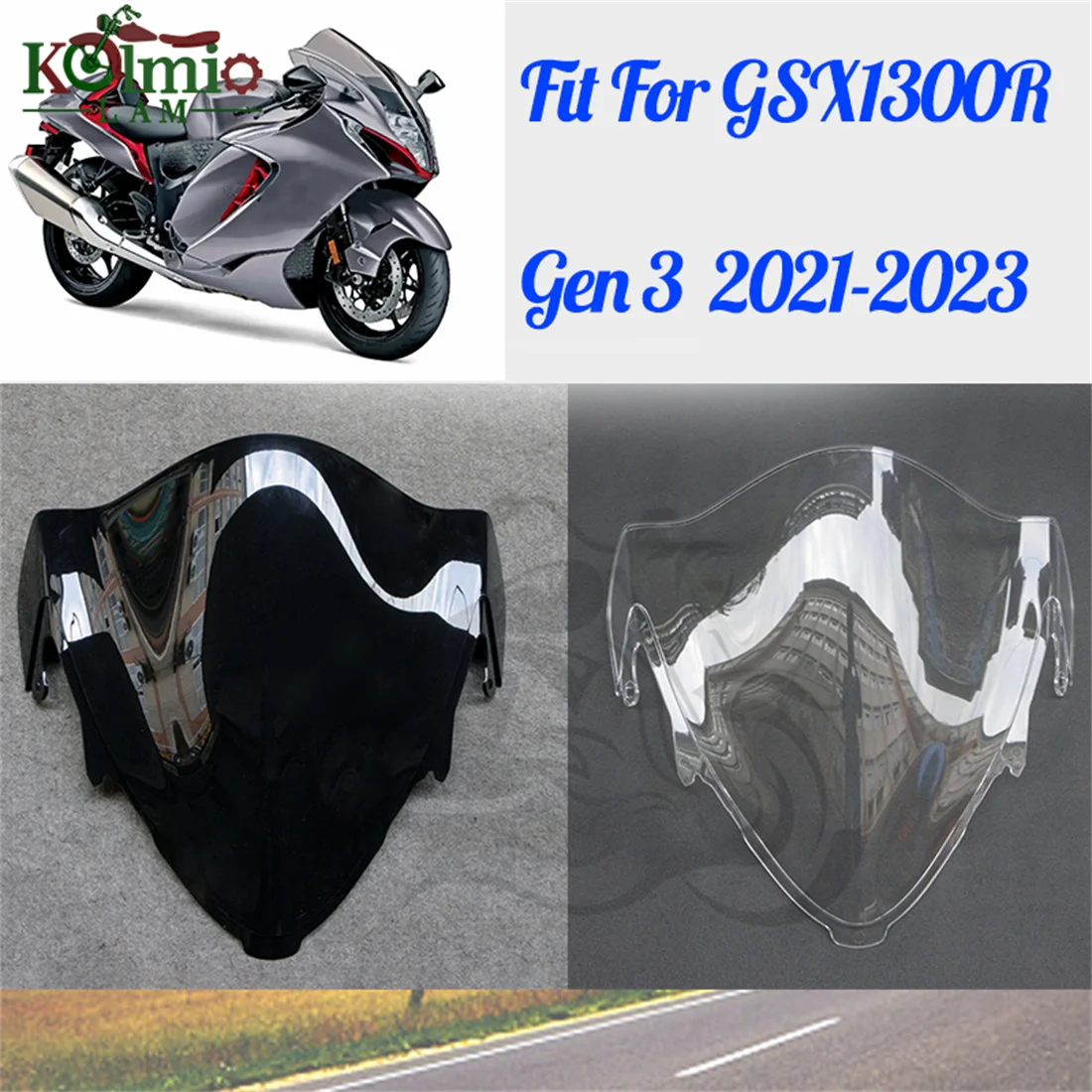 

Fit For 2021 - 2023 Suzuki GSXR1300 GSX1300R Motorcycle Windscreen Windshield GSX 1300R 2022 Gen 3 Black Clear Wind Screen