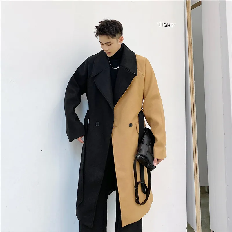 남성용 빈티지 울 혼방 재킷 코트, 싱글 브레스트 라펠 재킷, 클래식 슬림 긴팔 아우터, 가을 겨울 패션, H114