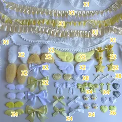 Colorful Pink Bow Lace DIY Decoration Kit with Plush Ear Accessories (Yellow)