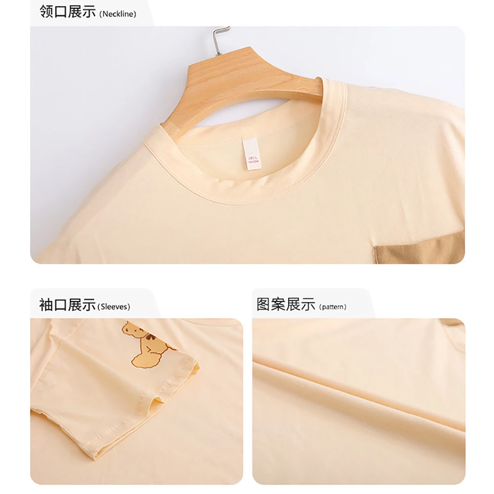 100% Cotton Summer New Dress Sexy Split Sleepwear Sleep Shirts Sweet Cute Cartoon Nightgowns Casual Loose Soft Women Night Dress