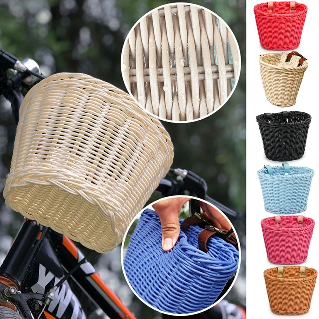 Cesta tejida a mano de mimbre para manillar delantero, cesta tejida para  bicicleta para bicicletas de niño y niña - AliExpress