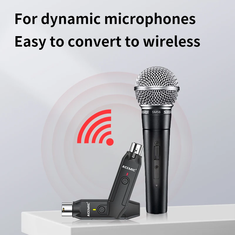 ACEMIC G6 XLR Wireless Transmitter And Receiver Plug-in Microphone Wireless System for Dynamic Microphone Wired To Wireless Mic