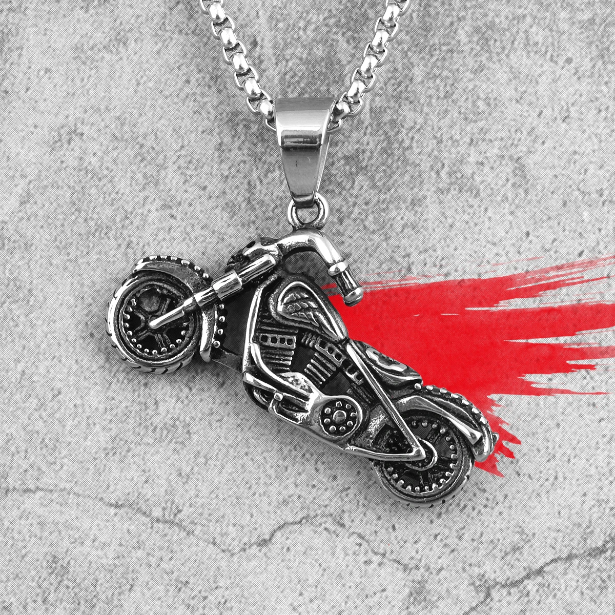 Motorcycle Rider Biker Long Men Necklace Pendant Chain Punk for