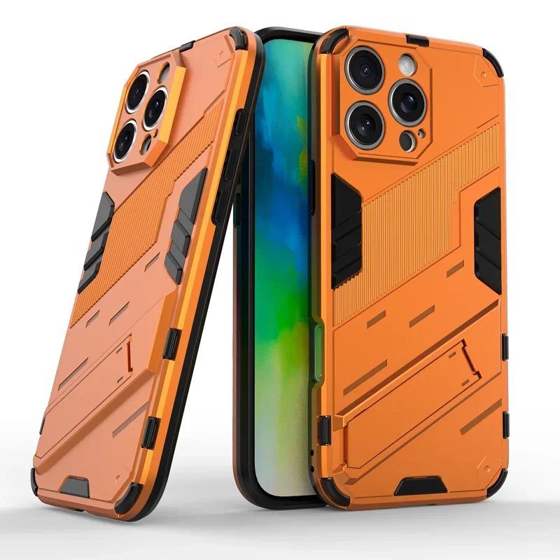 Enhanced Shockproof Armor Phone Case with Holder and Hard Bumper Cover
