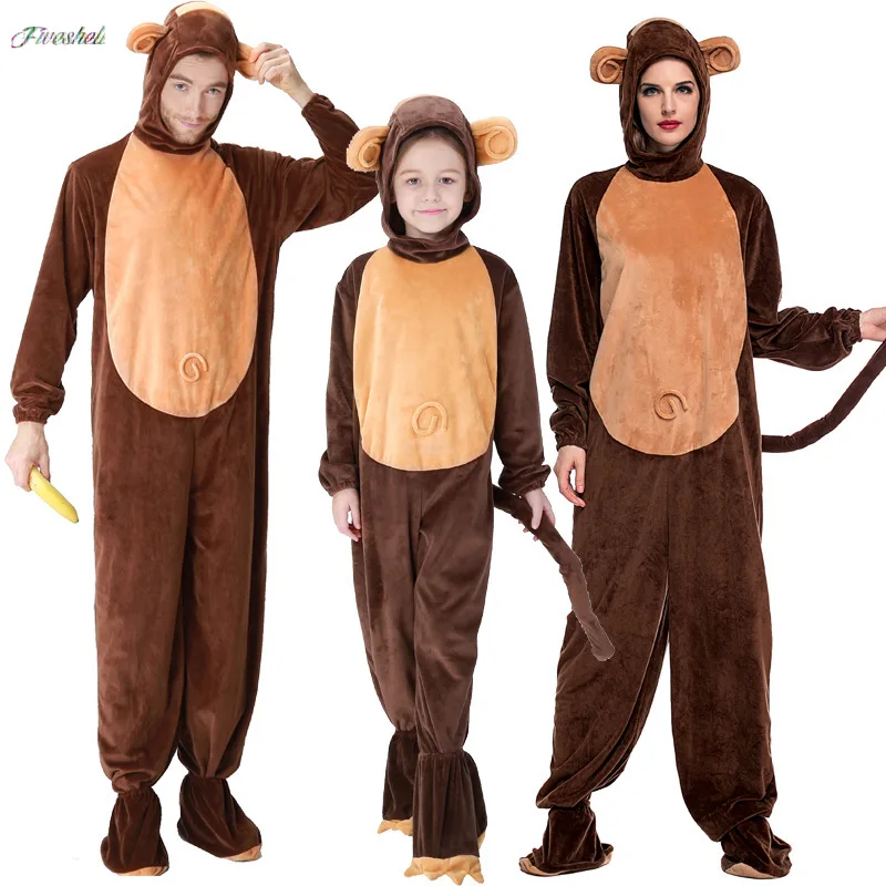 

Kids Child Boys Girls Monkey Jumpsuit Hood Tail Ear Suits Costume Boy Girl Pajamas Animal Pyjamas Jumpsuit + Foot Cover Gifts 40