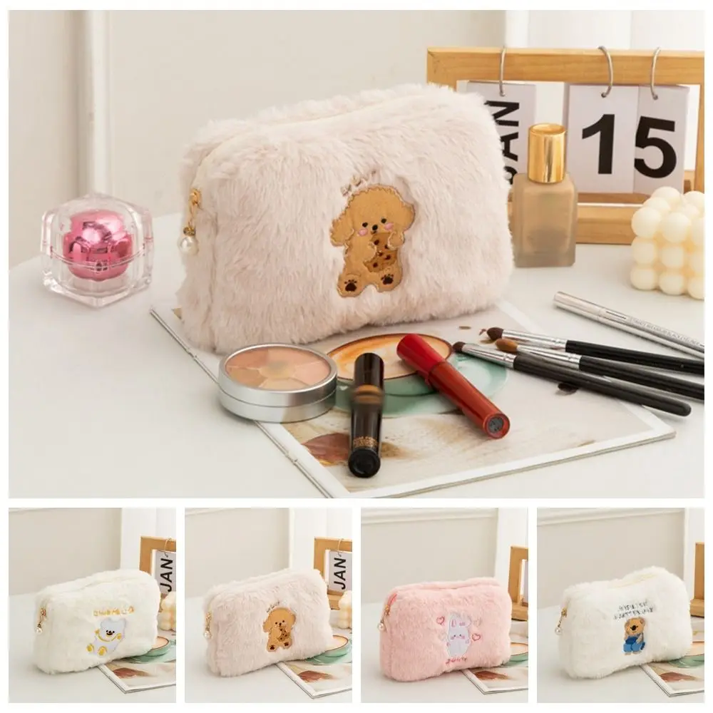 

Puppy Cartoon Plush Cosmetic Bag Rabbit Stationery Bag Cartoon Design Makeup Bags Zipper Pencil Case Embroidery Toiletries Bag