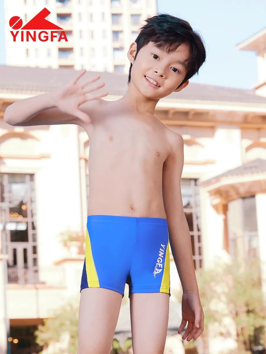 Men Swimming Trunks YINGFA Boy Swim Trunks Teenager Swimming Boxer Kid Training Swimsuit Surf Swimwear Carton Printed Boys Beach Swim Shorts