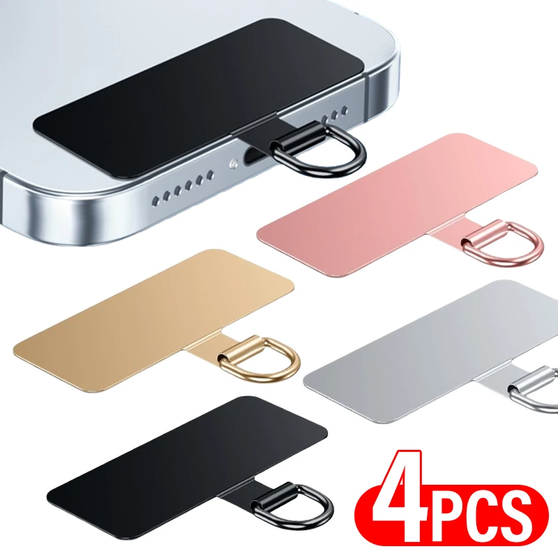 4/1PCS Ultra Thin Stainless Steel Phone Tether Tab Universal Cellphones Lanyard Patch Gasket Hang Rope Straps Metal Card Clip 1