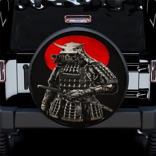 Samurai Japan Printing Pattern Spare Wheel Cover Waterproof Sun Protection Suitable For Any Vehicle Auto Accessories 14-17 Inche 4