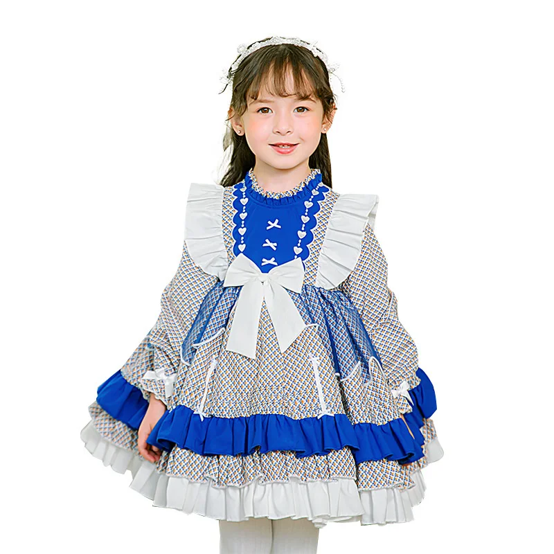 Lolita Children's Skirt Autumn New Girls Lolita Long Sleeve Floral Dress High Color