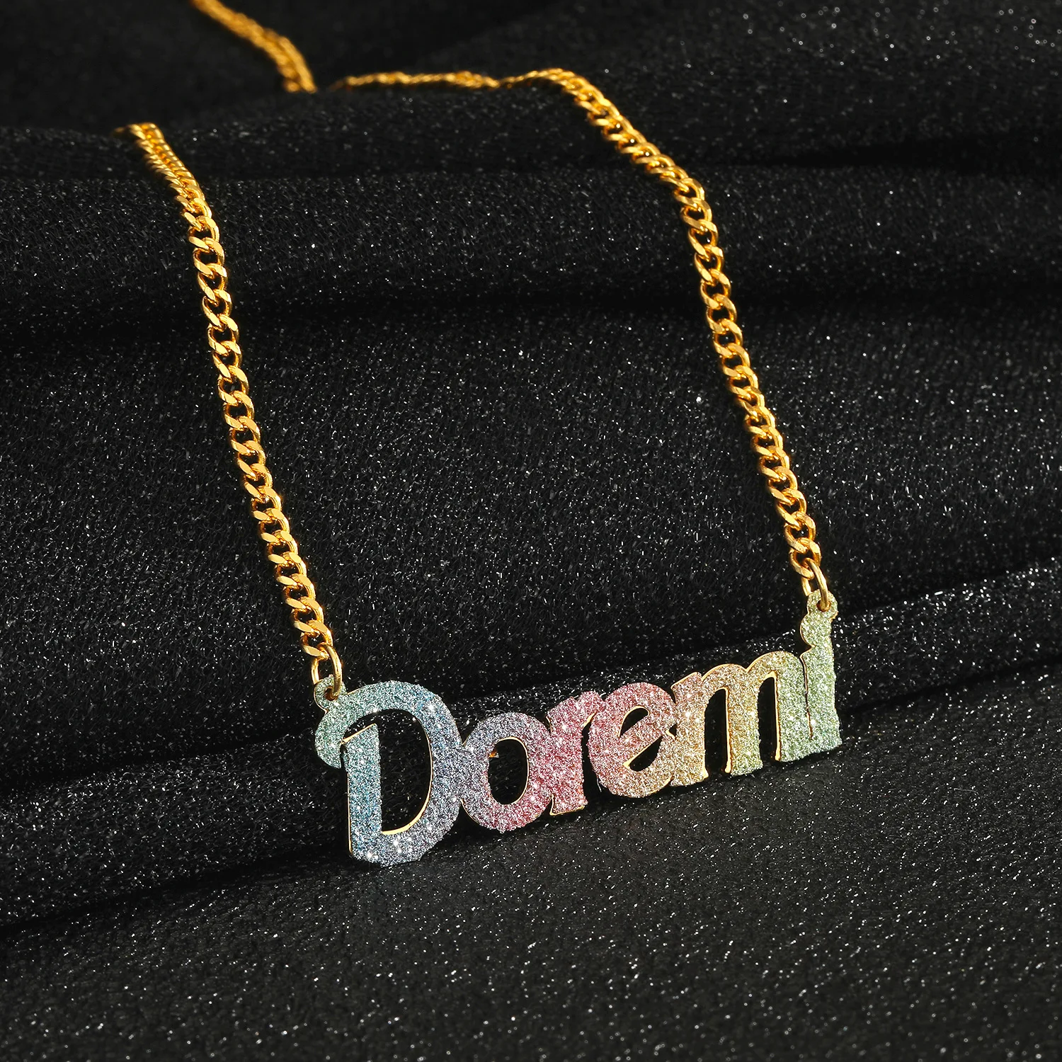 

Personalized Custom Frosted Name Necklace for Women Charm Stainless Steel Customized Nameplate Pendant Necklace Fine Jewelry