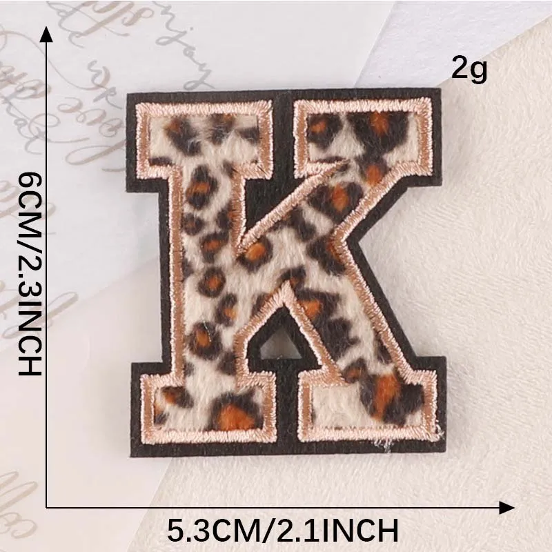 Leopard Print Embroidered Alphabet Badge Patches