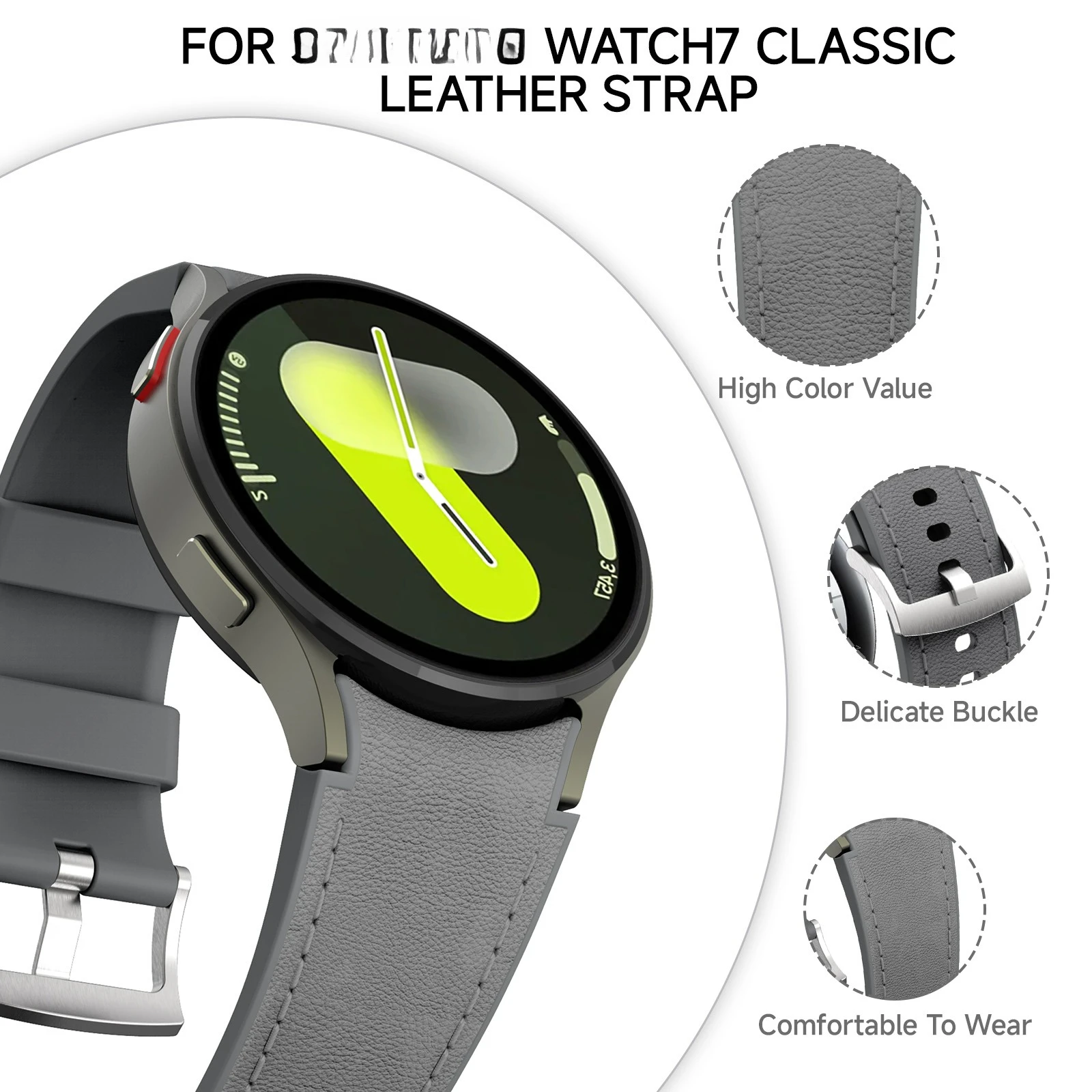 Elegant Silicone & Leather Watch Strap Bracelet, 40mm-47mm