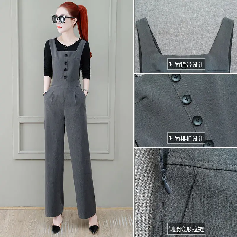 Open-Seat Pants Draping Wide Leg Suspender Pants Suit Female Invisible Zipper Outing Date Essential Artifact Sex Free Nightclub