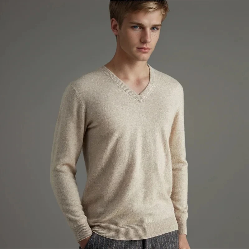 Cashmere Sweater O-neck Pullovers Men's Loose Oversized M-5XL Knitted Bottom Shirt Spring Autumn Korean Casual Male Clothing