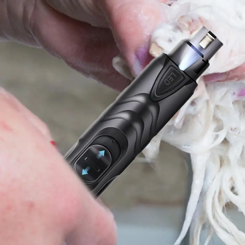 Dog Claw Grinder Electric Nail Grinder With LED Light With Super Quiet Paw Trimmers 2 Speeds Toenail Clippers Claw Grooming Pet
