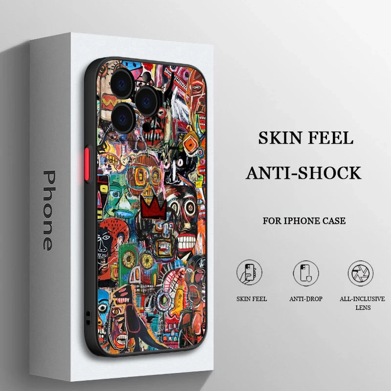 thumbnail image 1 of B-Basquiats Art For iPhone 15 Ultra 14 13 12 11 Mini XS XR X 8 7 Pro Max Plus Frosted Translucent Phone Case, 1 of 5