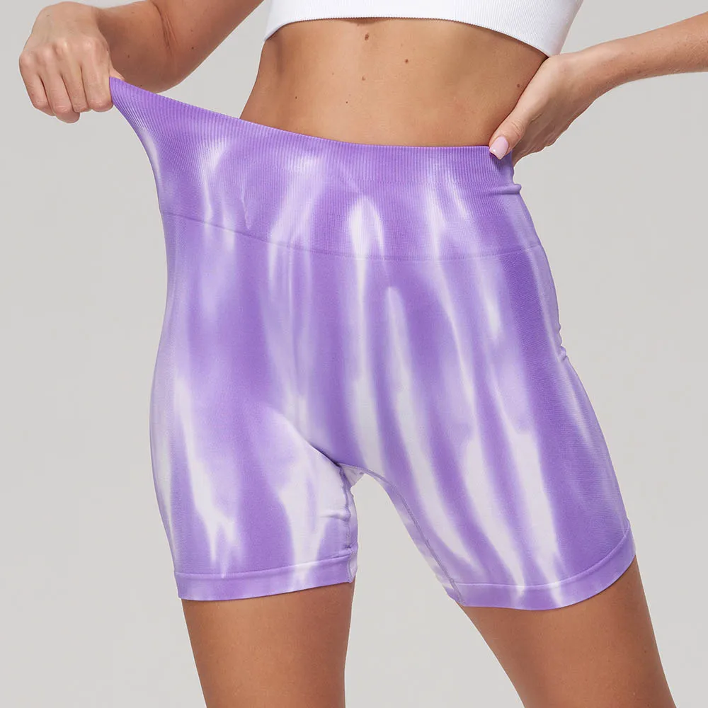 Seamless Push Up Scrunch Sport Shorts For Women High Waist Tummy Control Biker Gym Fitness Gradient Aurora Yoga Tights Butt Lift