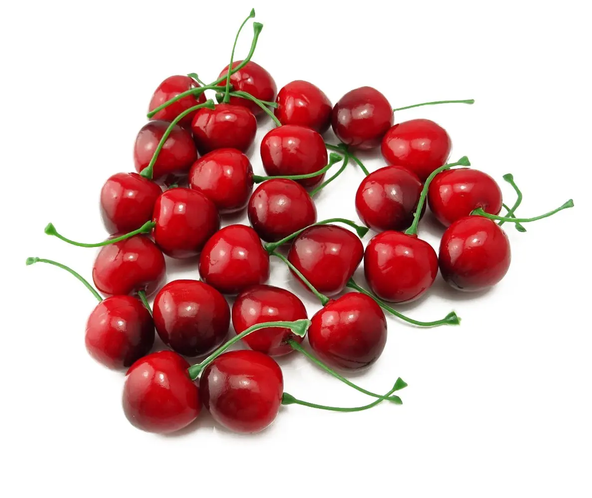 

Artificial Lifelike Simulation Small Red Black Cherry Fake Fruit Model Home House Kitchen Party Wedding Decoration Desk Ornament