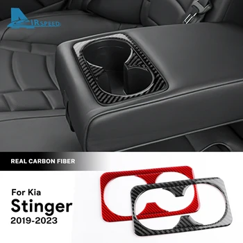 Real Soft Carbon Fiber Sticker For Kia Stinger 2019 2020 2021 2022 2023 LHD RHD Car Rear Seat Water Cup Interior Accessories 1