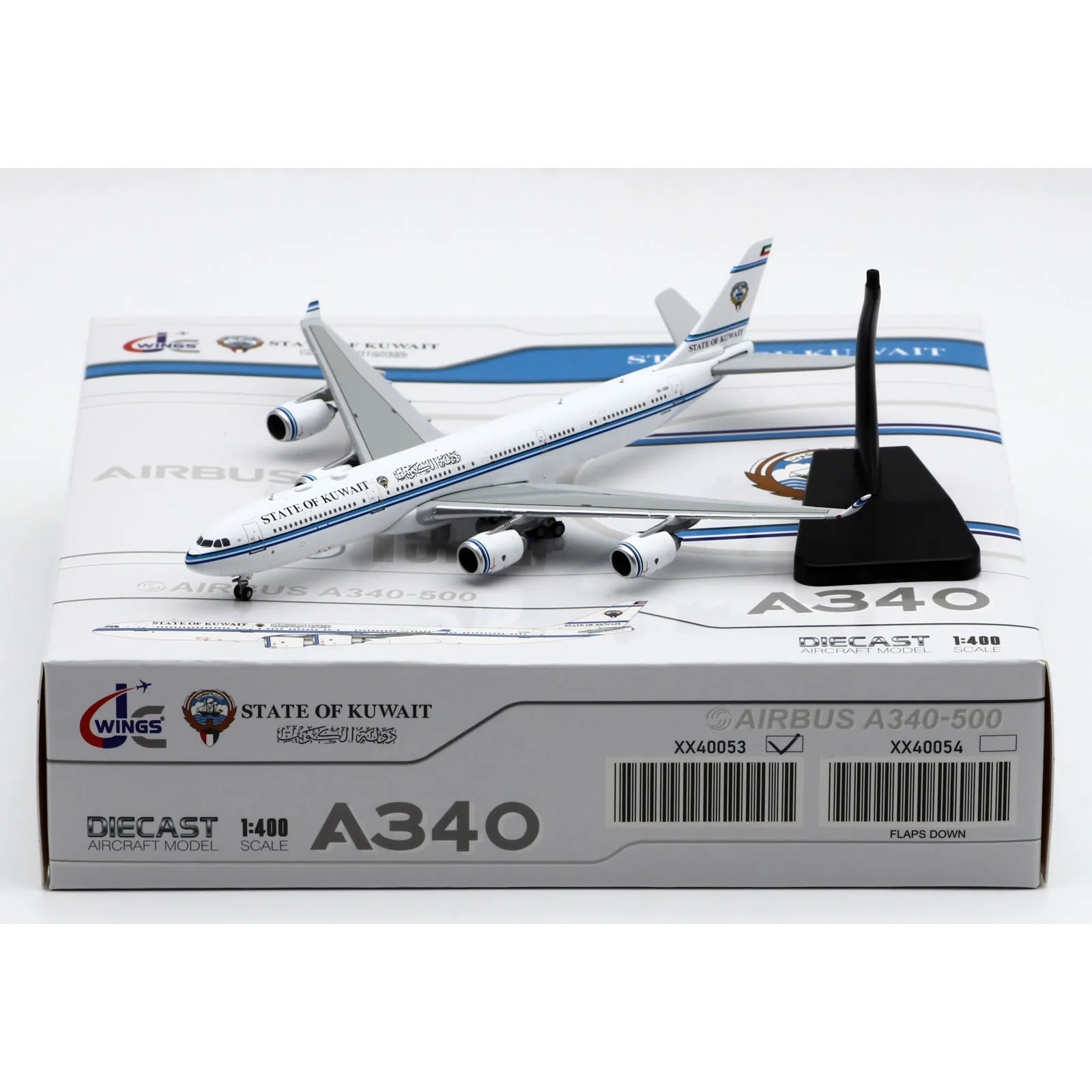 

XX40053 Alloy Collectible Plane Gift JC Wings 1:400 Kuwait Government Airbus A340-500 Diecast Aircraft Model 9K-GBA With Stand