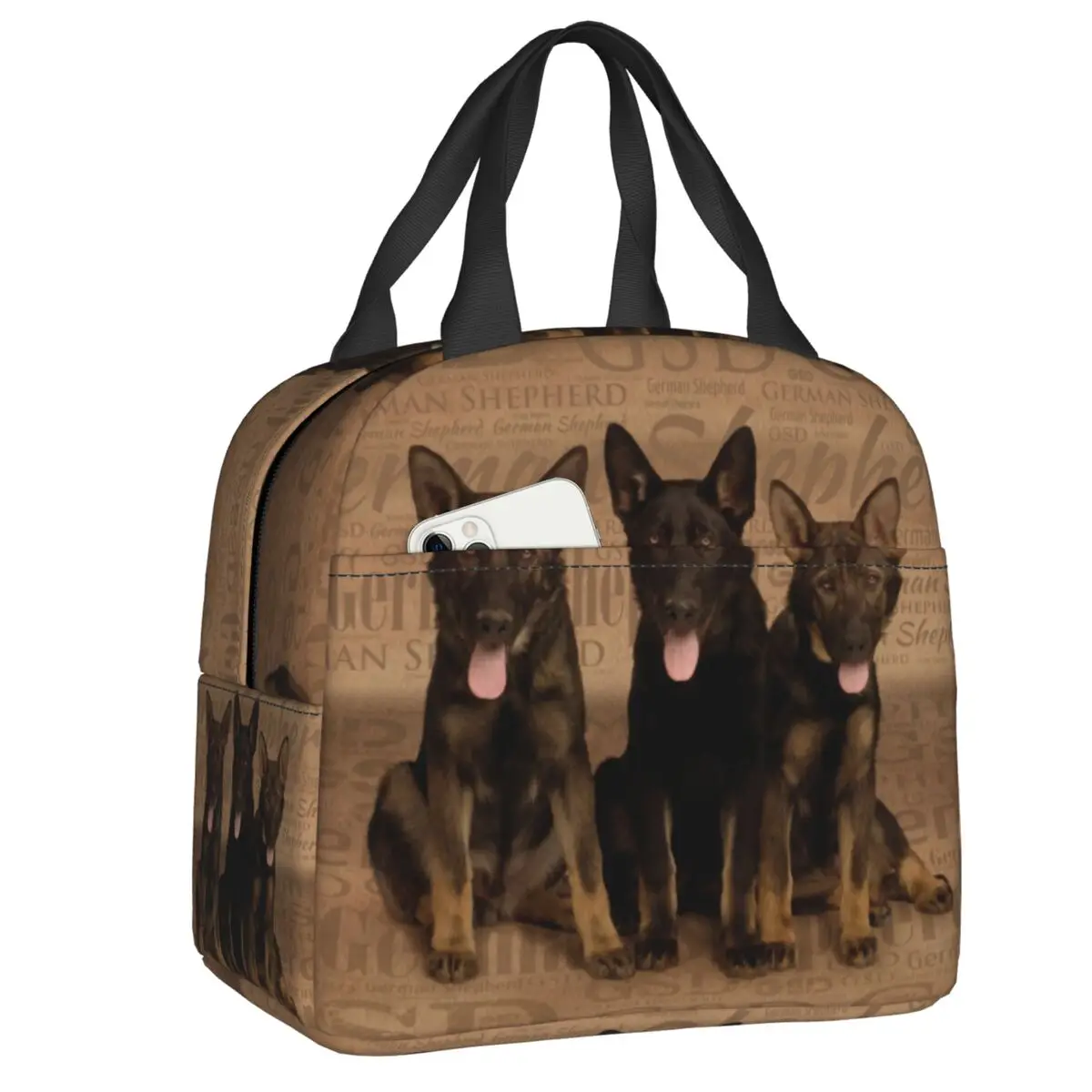 

German Shepherd Puppies Thermal Insulated Lunch Bag Women Dog Lover Lunch Container for Kids School Children Storage Food Box