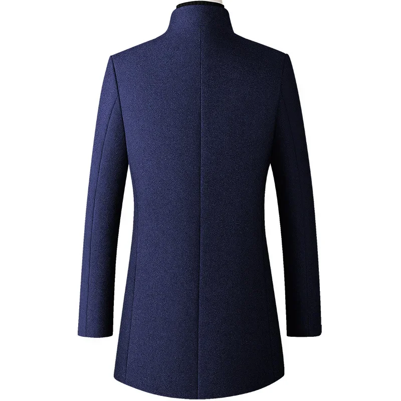 Long Jackets For Men Autumn and Winter Solid Color Men Woolen Coat Business Casual Windbreaker Trench