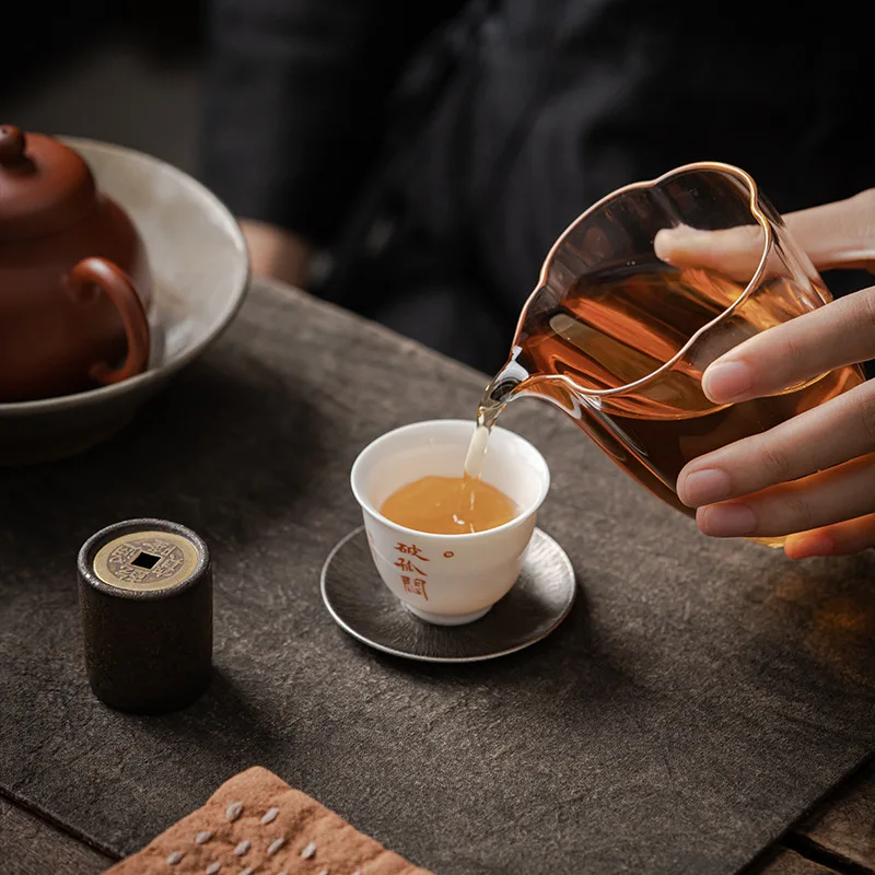 Japanese-style coaster, alloy cup holder, tea saucer, tea holder, antique Zen wind insulation pad, Kung Fu tea set tea ceremony