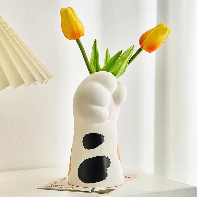 Cat Paw Vase Artificial cute Cat Paw Ceramic Flower Pot Creative Desktop Ornaments For Playrooms Dining Rooms 4