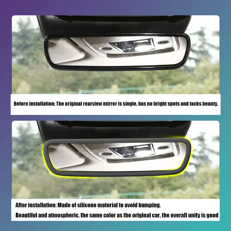 ZLWR BYD Atto3 interior rearview mirror protective cover silicone material car decoration decorative frame