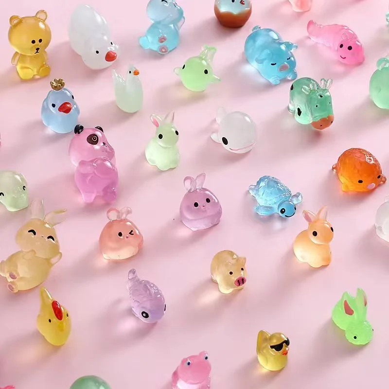 Glow Dark Dinosaur Blocks 5/10 Pcs Set Glowing In The Dark Cute Mini Dinosaur Fox Animal Cartoon DIY Accessories Micro Landscape Kawaii Girl Kids Toy Gift