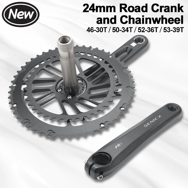 

Double Bicycle Crank 165mm/170mm/175mm Crankset Road Bike 34/50T 36/52T 39/53T 30/46T Chainwheel 24mm Crankset Bike Parts