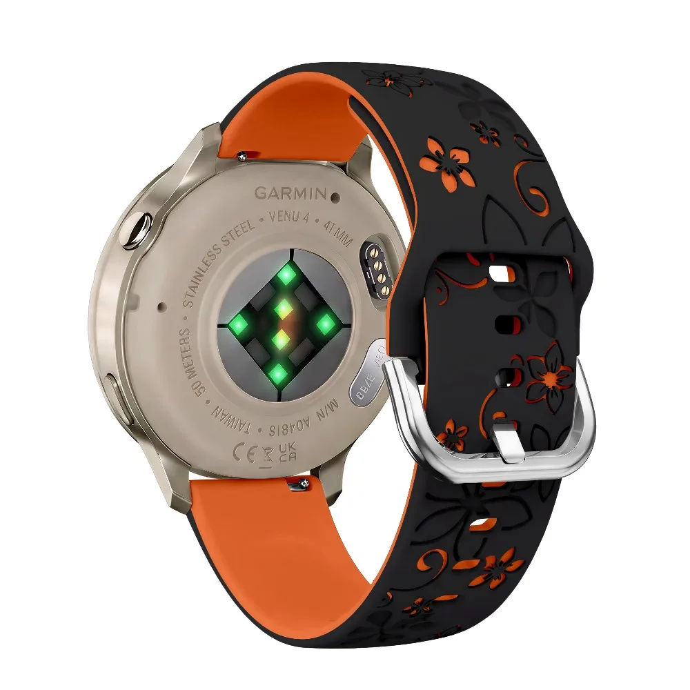 Engraved Breathable 18mm Silicone Watch Strap