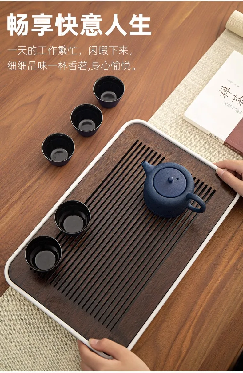 Description Picture 4 of itemGIANXI Chinese Natural Bamboo Tea Tray Drainage Water Storage Kung Fu Tea Set Tea Board Tea Storage Tray Drain Cup Holder