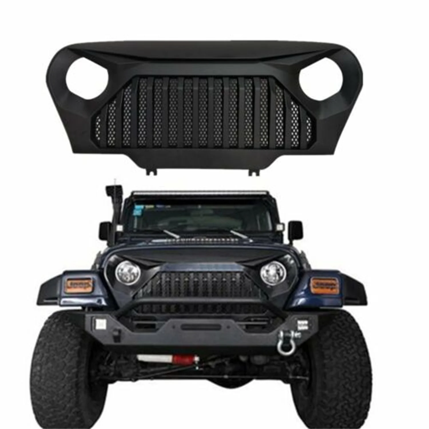 

To Mexico TJ Front Grille Gladiator Vader Matte Black Grid Grill ABS for Jeep Wrangler TJ 1997-2006 J282 LantSun