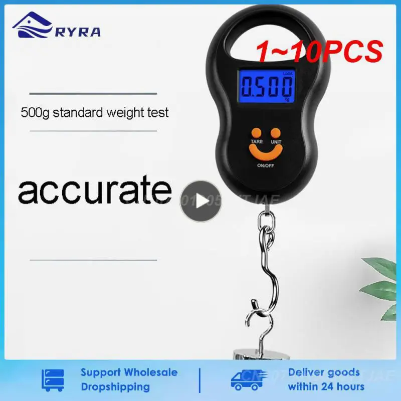 1~10PCS Black Electronic 50Kg 10g Hanging Scale LCD Digital Scale BackLight Fishing  Weights Pocket Scale Luggage Scales - AliExpress