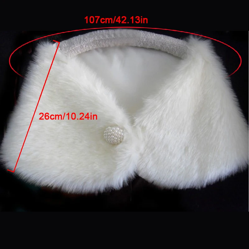 Wedding Faux Fur Shawl with Pearl Button Long Plush Noble Scarf Wrap Women Shrug Elegant Winter Warm Dress Clothes Accessories